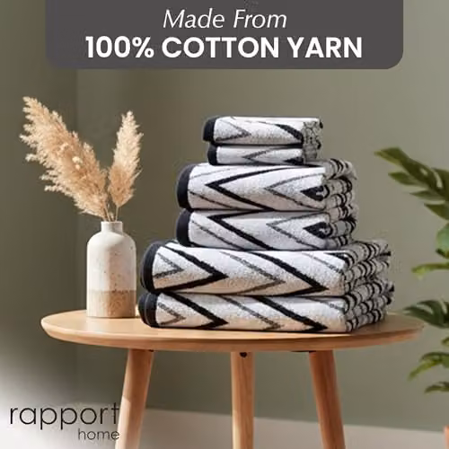 Rapport Home Helix 6-Piece Cotton Towel Bale Set in Black, 500GSM – 4