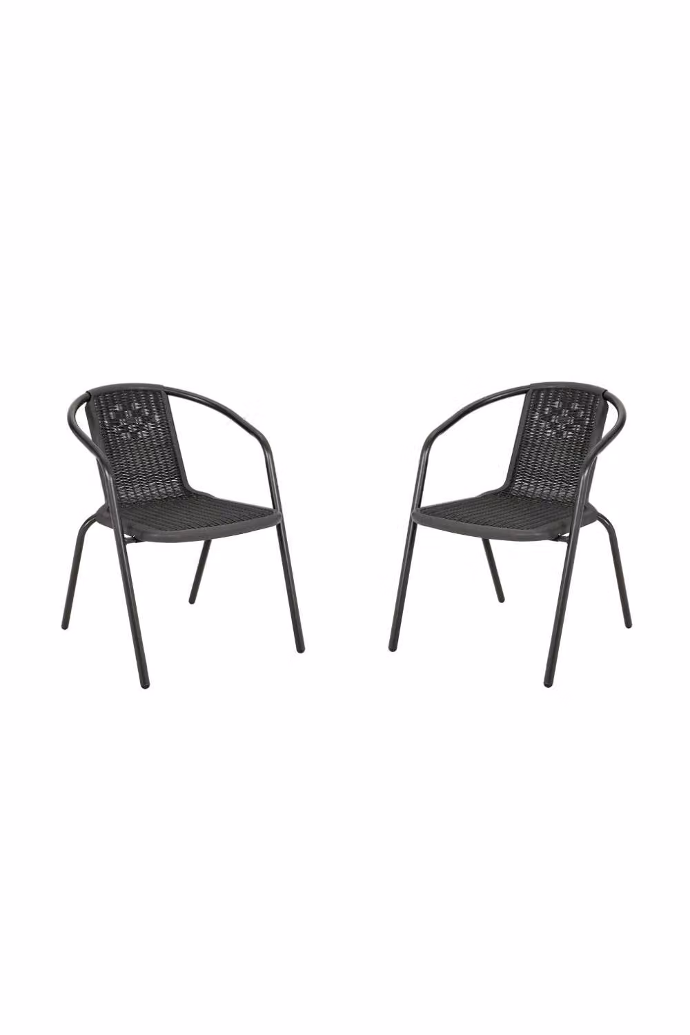 Living and Home Set of 2 Black PE Rattan Stacking Outdoor Garden Chairs – 2