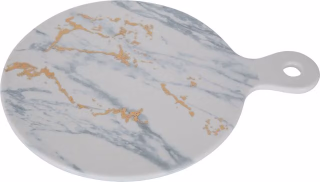 Orsina Marble Luxe Cheese Paddle in White and Multicolour, Rectangular Ceramic and Wood Serving Board