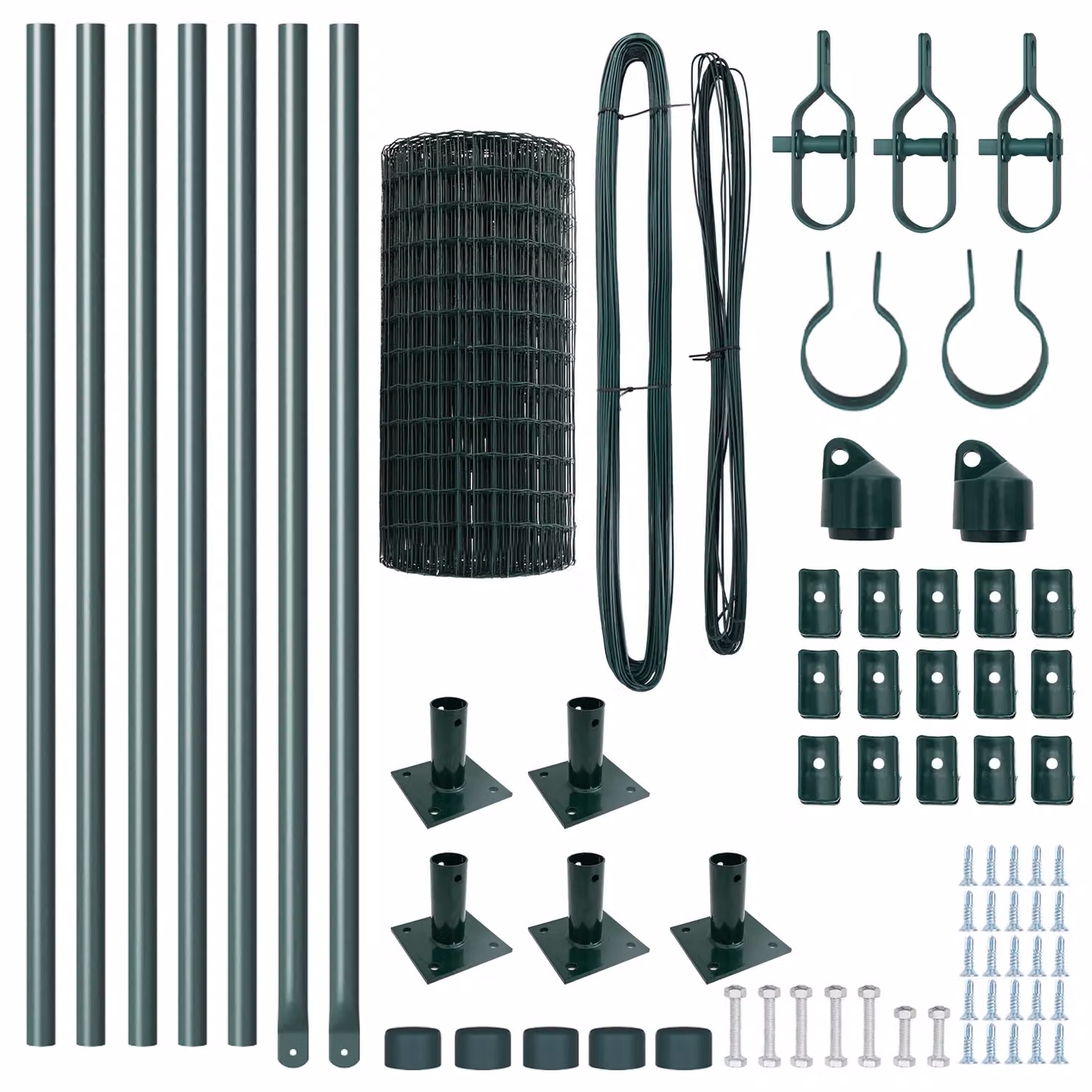 Berkfield Home Euro Fence with 7 Flanged Round Posts, Galvanised Steel, Silver, W: 10 m, H: 0.6 m – 4