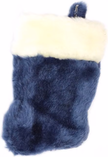 Shatchi Deluxe Velvet Christmas Santa Stocking with Fur in Blue and Multicolour