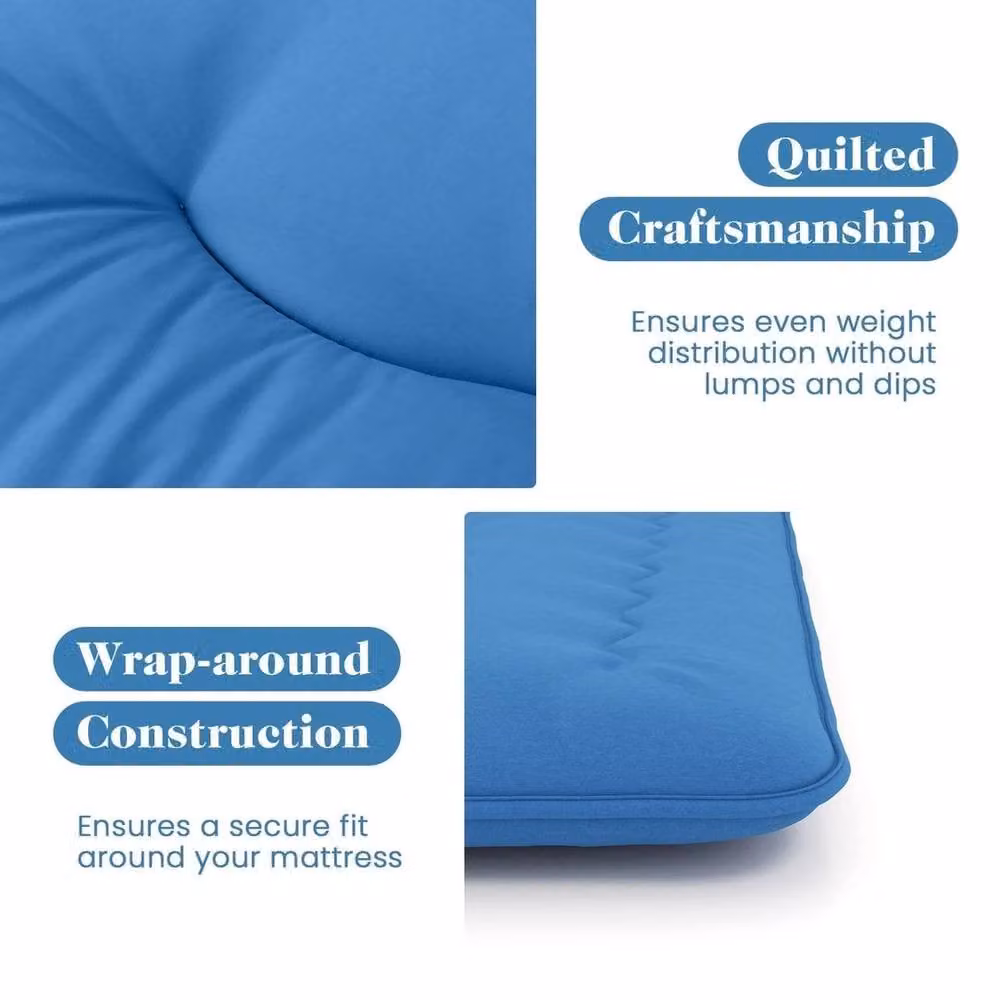 NESTLUNE Blue Roll Up Japanese Floor Futon Mattress W/D/H: 190 x 120 x 10 cm – 4
