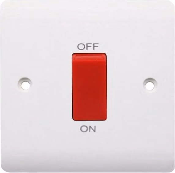Securlec 1 Gang Square Cooker Switch in White