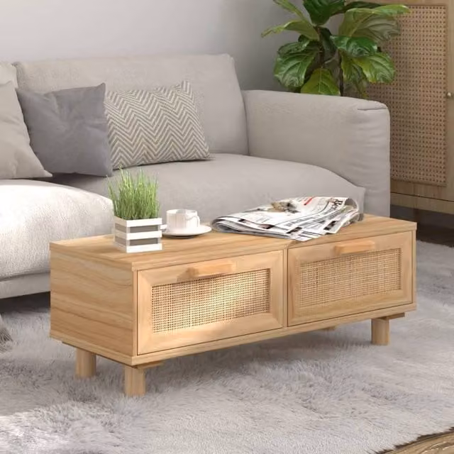 Berkfield Home Brown Rectangular Coffee Table in Pine and Engineered Wood, W: 80 cm, D: 40 cm, H: 30 cm – 1