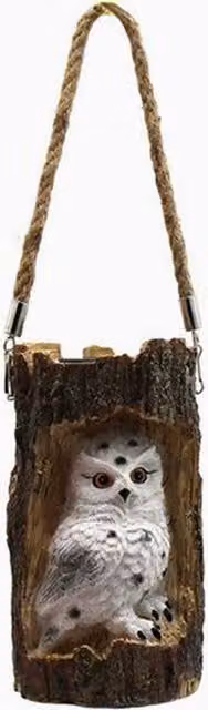 Quipulse Style 3 Solar-Powered Simulated Tree-Stump Decorative Hanging Lamp in Brown, White and Multicolour Resin – 1