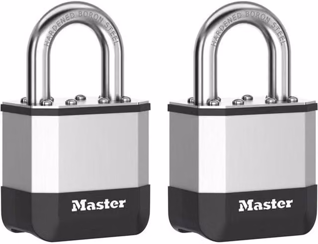 Master Lock Elite Laminated Padlock, 45mm, Silver, Pack of 2