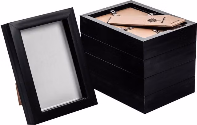 Nicola Spring Pack of 5 Modern Black Rectangular 3D Box Photo Frames, W: 15.24 cm, H: 10.16 cm