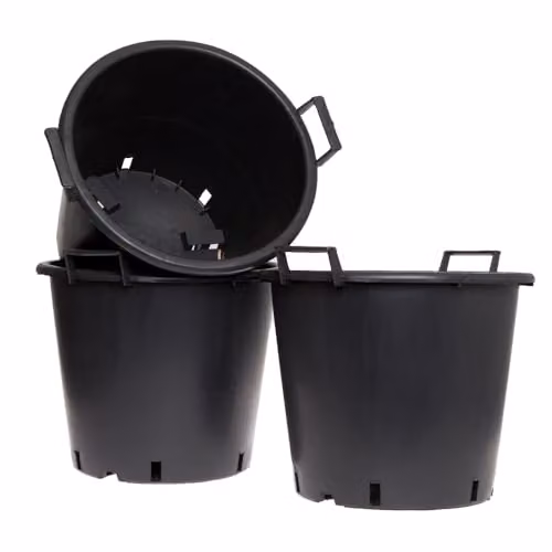 YouGarden Set of 3 Heavy Duty Black Plastic Plant Pots, 50 Litre Capacity, 50cm Diameter – 1