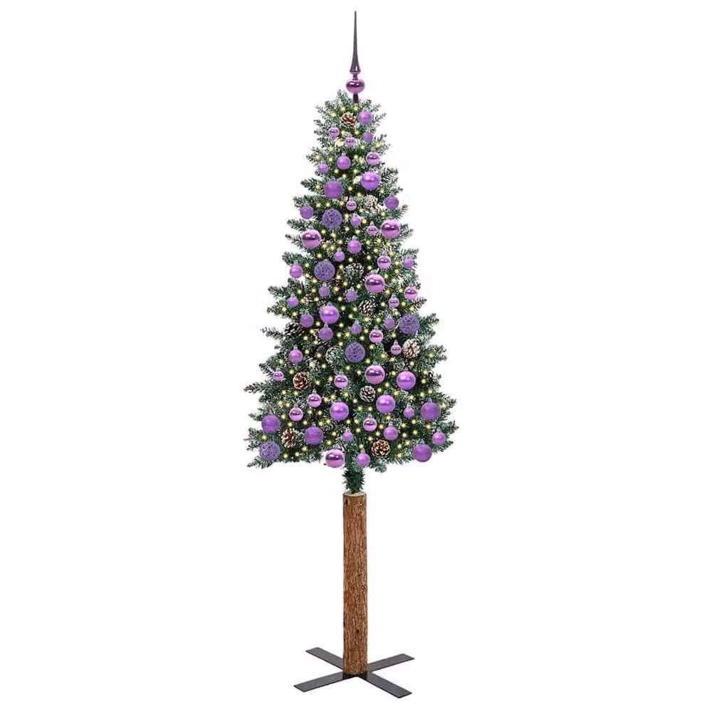 Berkfield Home Slim Christmas Tree with 300 LEDs in Green and White, Height: 180 cm – 3
