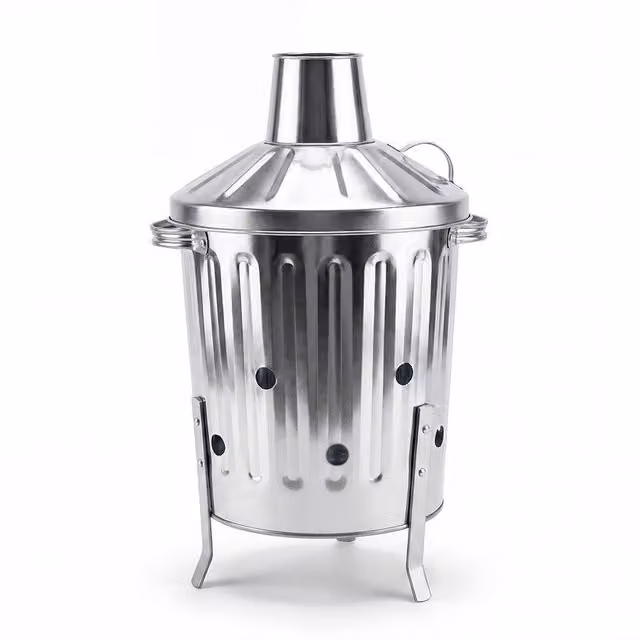 Crystals 15L Mini Garden Galvanised Steel Incinerator Fire Bin in Metallic Silver – 1