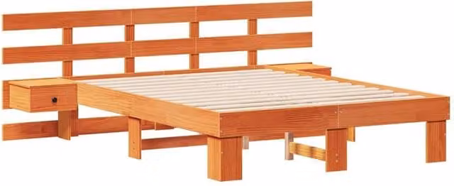 Berkfield Home Brown Solid Pine Wood Bed with Drawers W/D/H: 120 x 200 cm – 1