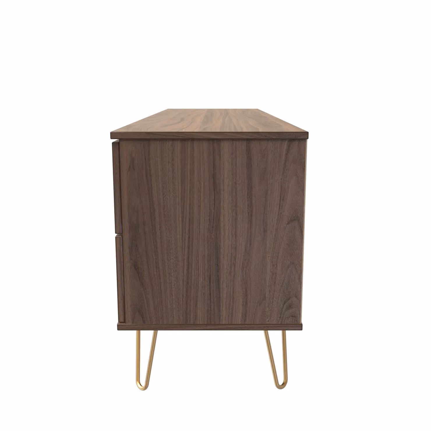Ready Assembled 2 U Fuji Wide Sideboard in Walnut with 2 Doors, 2 Soft Close Drawers and Gold Accents – 1