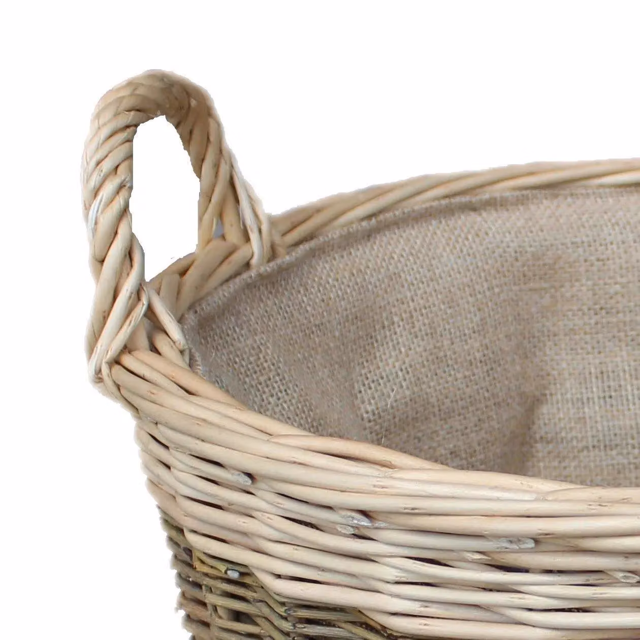 Red Hamper Unpeeled Wicker Log Basket with Hessian Lining in Brown and Red, Diameter: 42 cm – 2