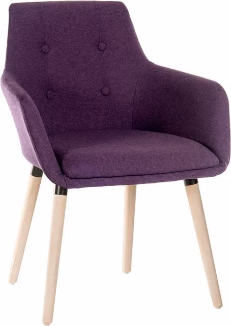 Teknik Modern Upholstered Four Legged Armchair Pair in Purple Fabric