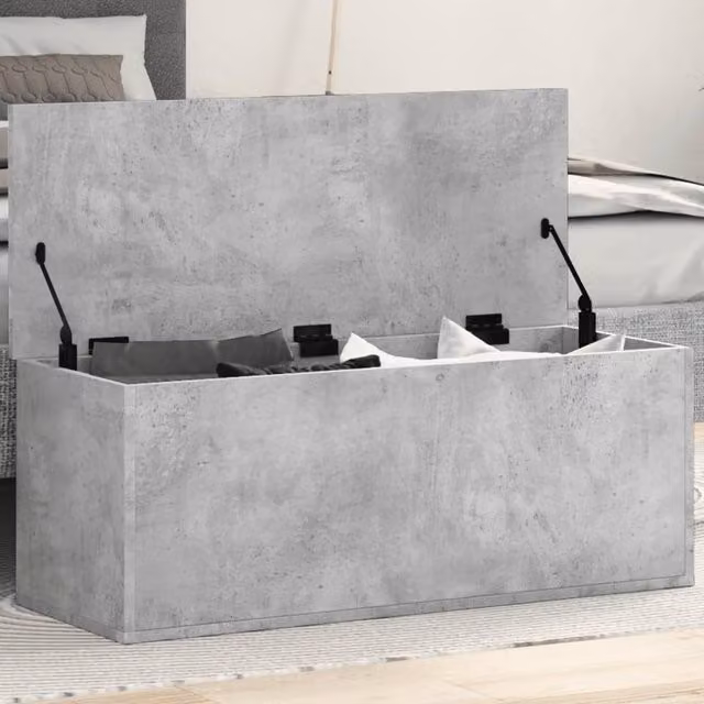 Berkfield Home Storage Box in Concrete Grey, W/D/H: 90 x 35 x 35 cm