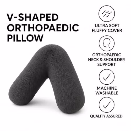 Nightzone Teddy V Shaped Maternity Pillow and Fleece Cover in Charcoal Grey for Neck and Back Support – 4