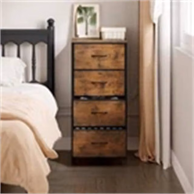 Nordara 4 Drawer Brown Industrial Bedroom Storage Chest W: 100 cm