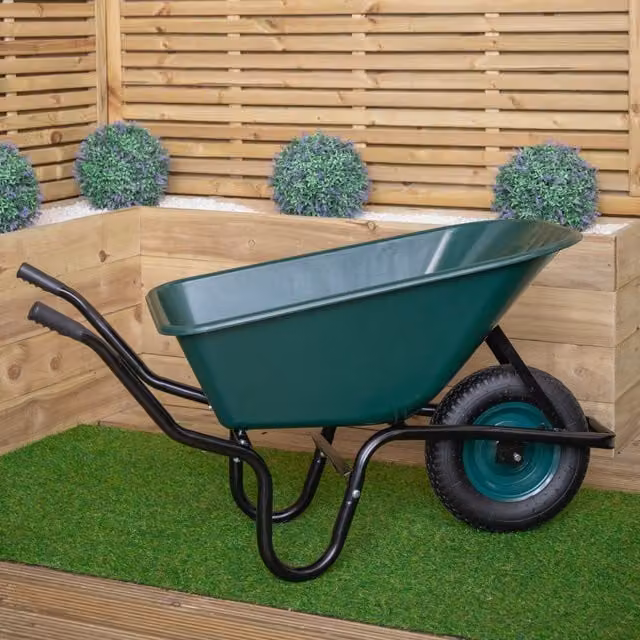 Samuel ALEXANDER Heavy Duty Outdoor Pneumatic Plastic Garden Wheelbarrow, Green, 110 Litre, 150kg Capacity – 7