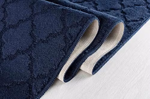 Desire Rugs Ivy Non-Slip Trellis Design Machine Washable Kitchen Floor Mat, Blue, W: 80 cm, D: 150 cm – 3