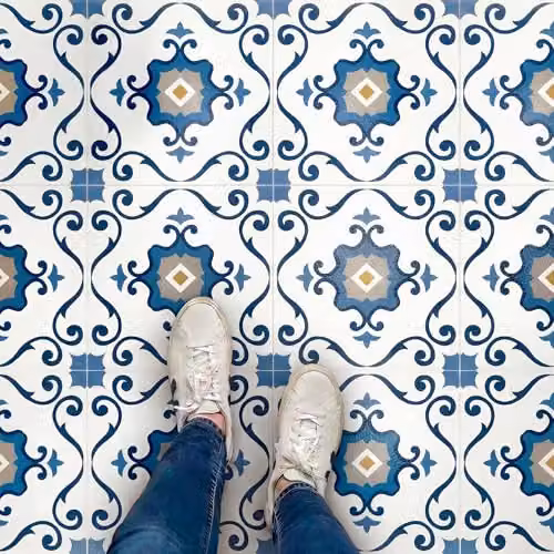 Arthouse Blue Motif Floor Tiles, 10 Tiles Per Pack, W/D/H: 30.5 x 30.5 x 30.5 cm – 5