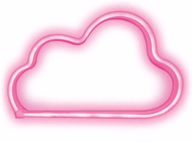Aquarius Neon Sign Planet and Pink Cloud LED Wall Light in Pink