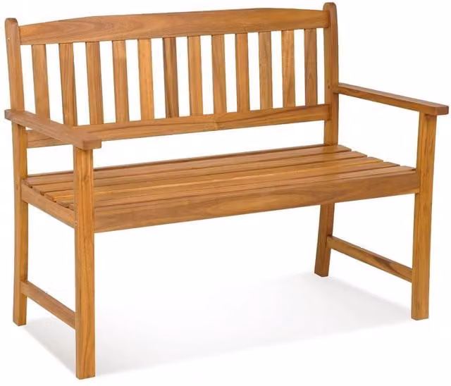 FORGEVIO 2-Person Acacia Wood Outdoor Patio Bench in Brown, W/D/H: 100 x 50 x 50 cm