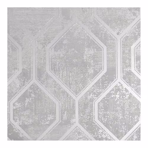 Graham & Brown Armature Geo Grey and Silver Geometric Abstract Wallpaper