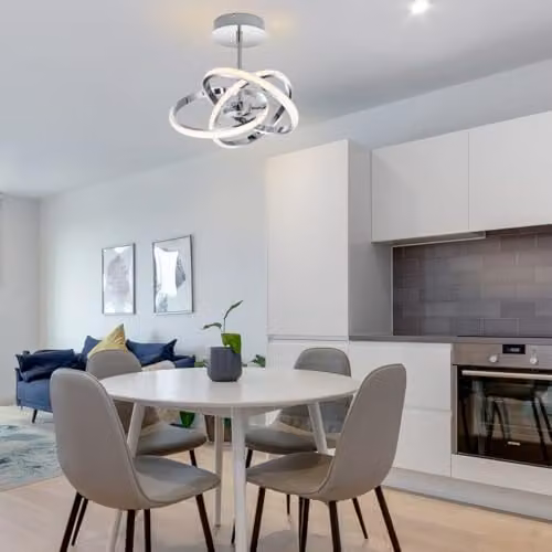 Cosylyte Ridgley Modern 3 Ring LED Pendant Light, Chrome, W: 39 cm, D: 39 cm, H: 34 cm, Adjustable Height, 3-Step Dimming, 3,000K Neutral White, 3,100lm – 2