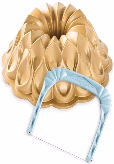 Nordic Ware Crown Bundt Pan and Slicer, Gold Non-Stick Aluminium