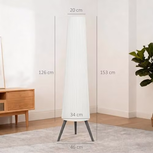 HOMCOM Dimmable Tripod Floor Lamp with Foot Switch, White and Grey, Height: 153 cm – 4