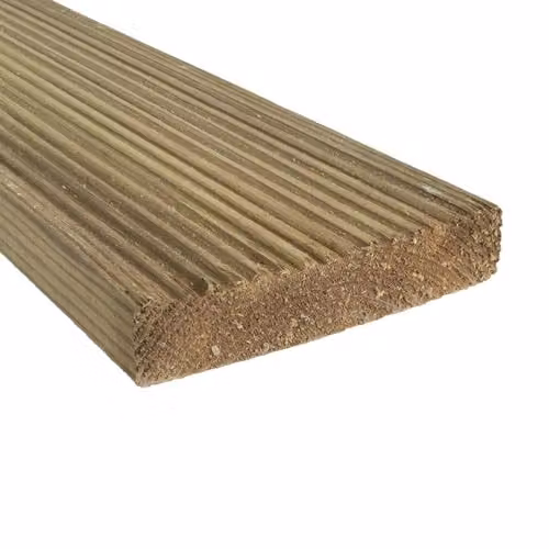Snowdon Timber Treated Pine Decking Boards, 10 Pack, Natural Brown, L: 2.4 m, W: 95 mm, T: 19 mm – 2