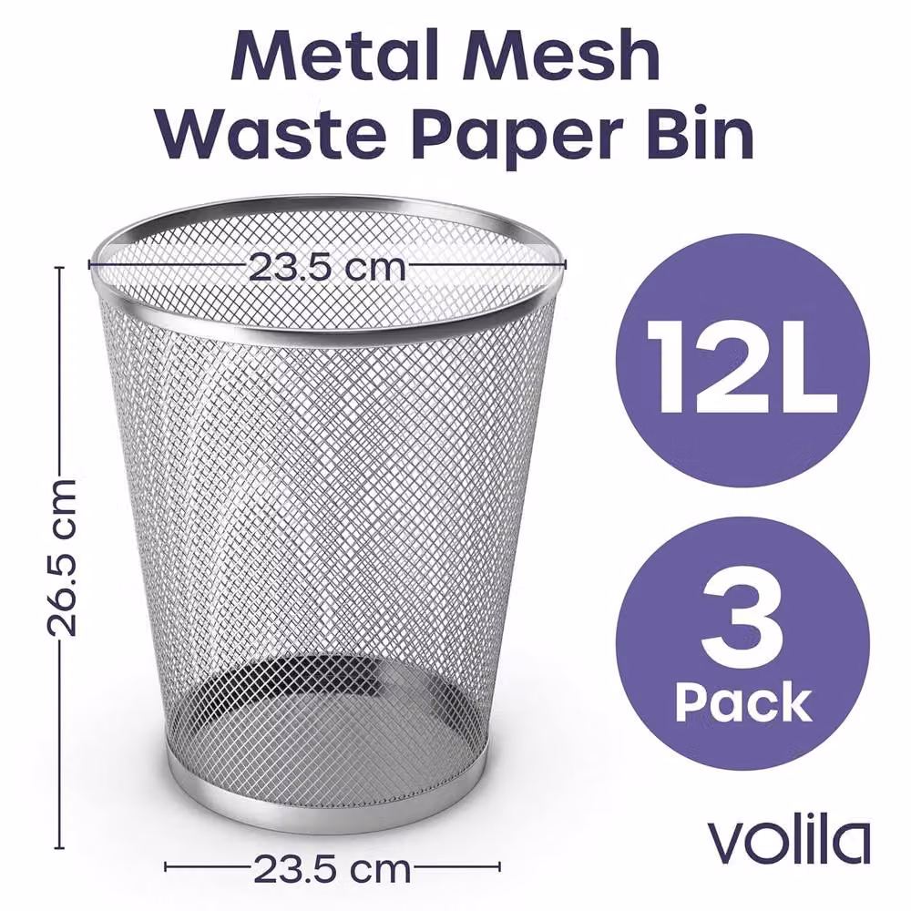 Volila 3 Pack Metal Bins, 12L, Silver – 2