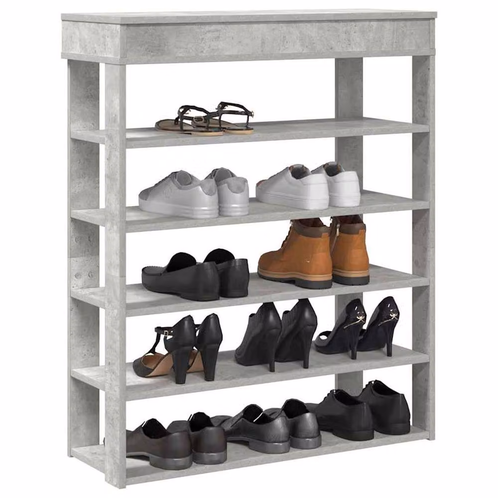 Berkfield Home Concrete Oak Shoe Rack in Grey, W/D/H: 80 x 30 x 98 cm – 2