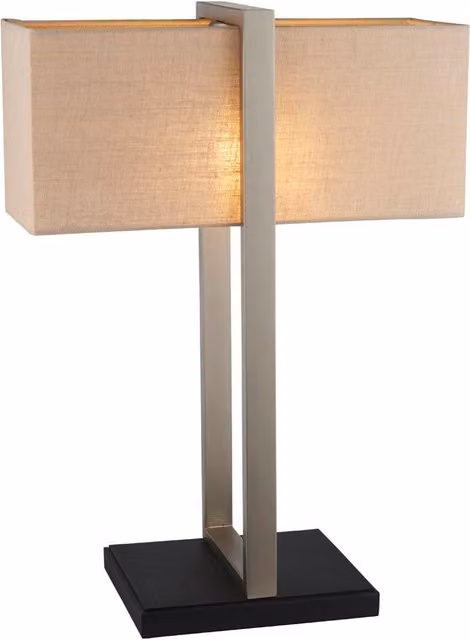 Loops Table Lamp with Rectangular Natural Linen Shade and Matt Black Metal Base – 1