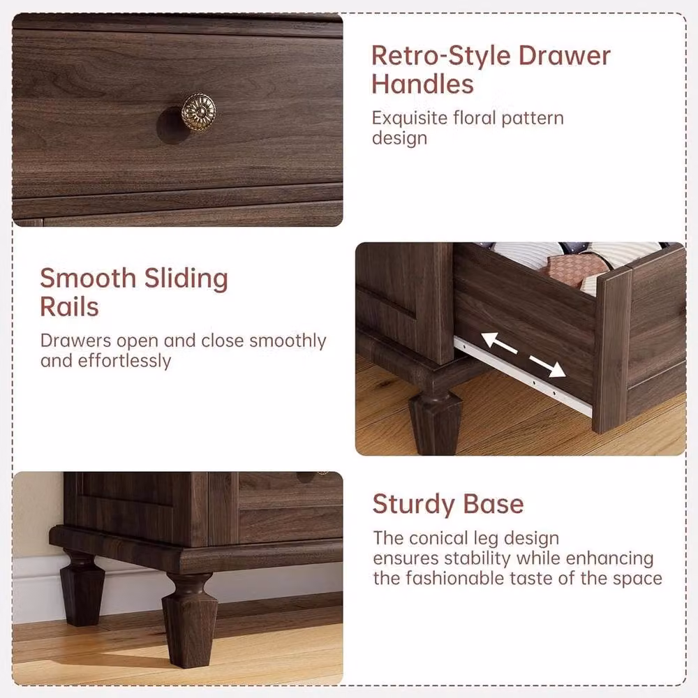 KORVIXA 4-Drawer Brown Wood and Metal Dresser for your Living Room W/D/H: 100 x 100 x 100 cm – 5