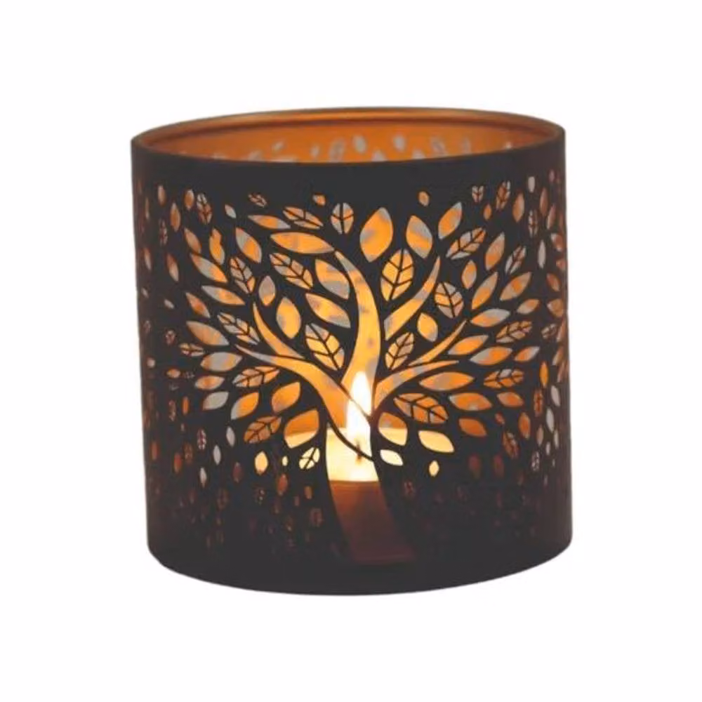 Aroma Accessories Tree of Life Multi Functional Tealight and Wax Melt Burner, Black and Gold, Diameter: 10.5 cm