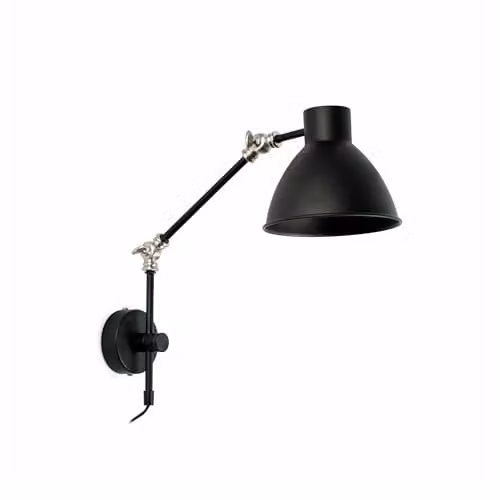 Netlighting Adjustable Black Metal Indoor Wall Light with E14 Bulb Replacement