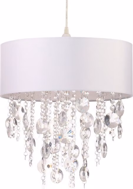 Litecraft Drum Easy-Fit Light Shade with Droplets in White