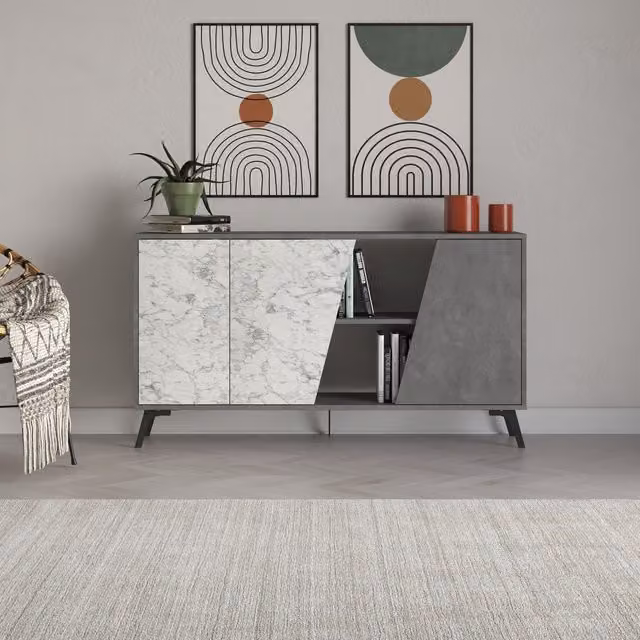 Decortie Fiona Sideboard Display Unit 150 in Retro Grey