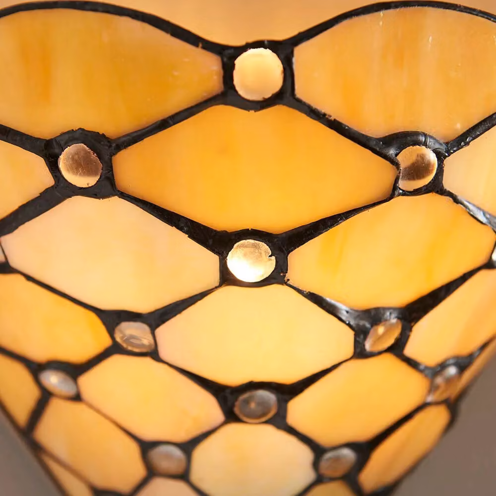 Loops Tiffany Glass Geometric Wall Light in Matt Black and Yellow Metal – 2