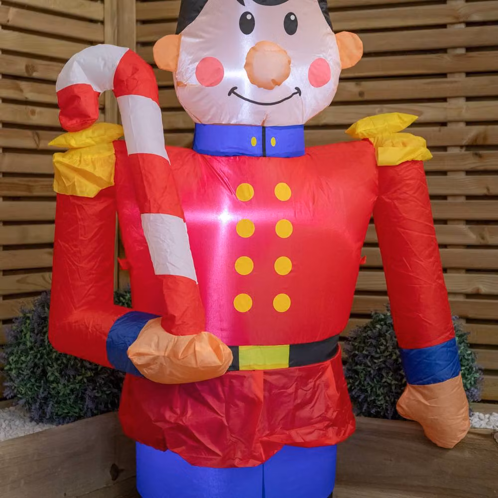 Samuel Alexander Multicolour Inflatable Light Up Toy Soldier with Candy Cane LED Garden Decoration, Height: 182.88 cm – 2