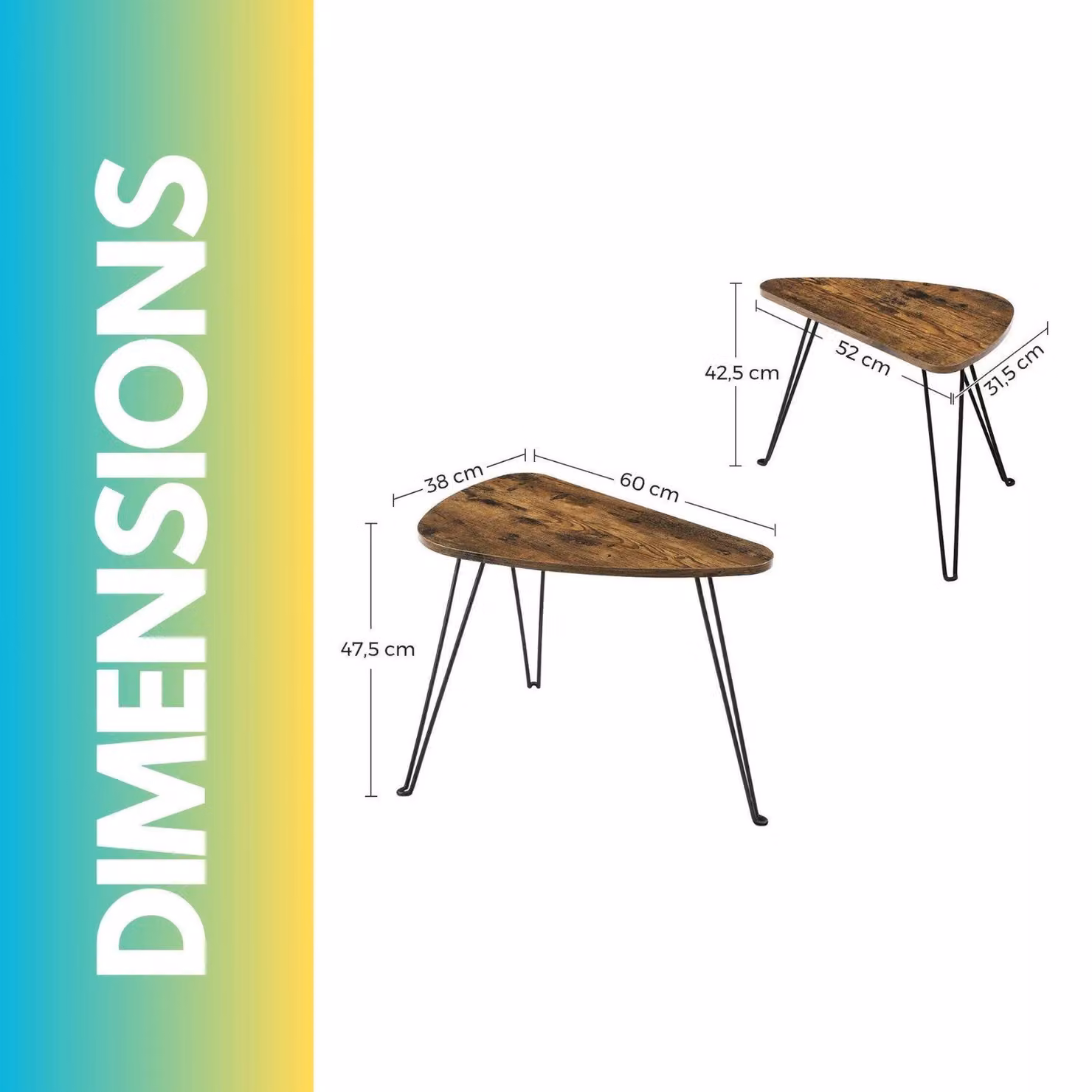 Pirlo Plush 2-Piece Nesting Tables in Industrial Rustic Brown – 3