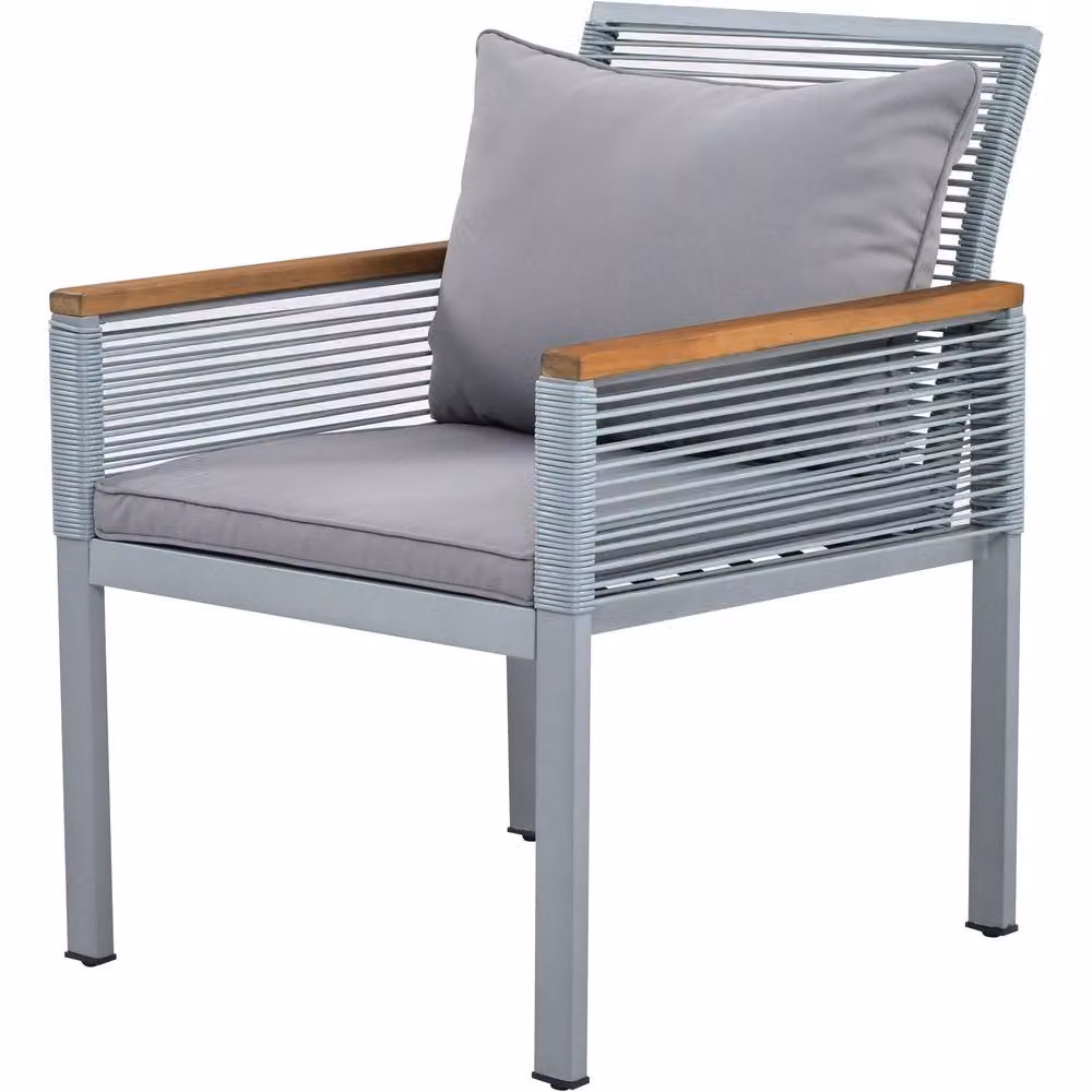 Tokpiedi Modern Outdoor Rattan Wicker Leisure Lounge Set in Light Grey – 3