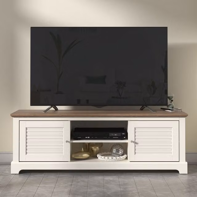GFW Salcombe Modern TV Unit in White and Beige