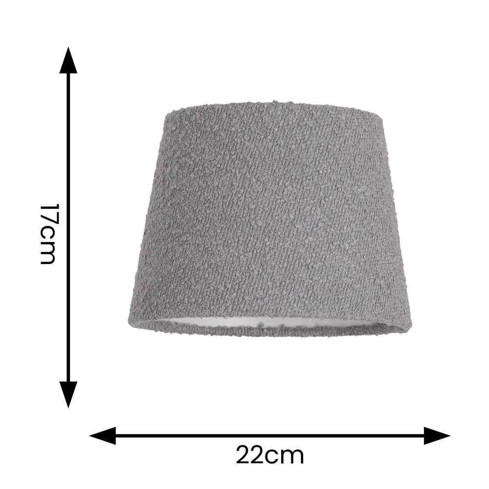 ValueLights Rory Grey Boucle Fabric Tapered Easy Fit Ceiling Table Floor Lamp Shade with LED Bulb, Shade Width: 22 cm – 2