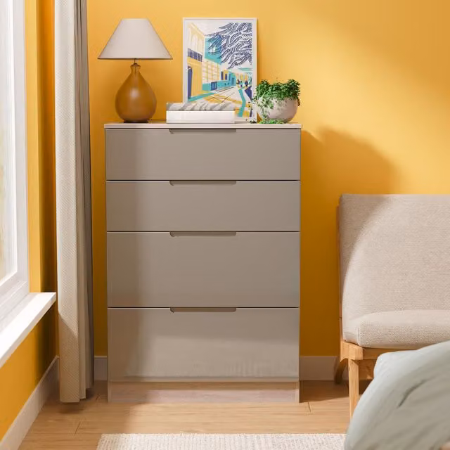 2 U Lucca Ready Assembled 4 Drawer Deep Chest in Grey – 1