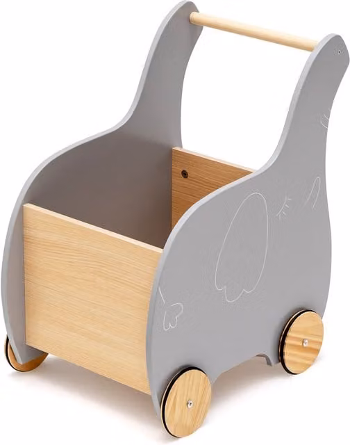 Costway 2 in 1 Kids Wooden Push Along Toy Cart in Grey
