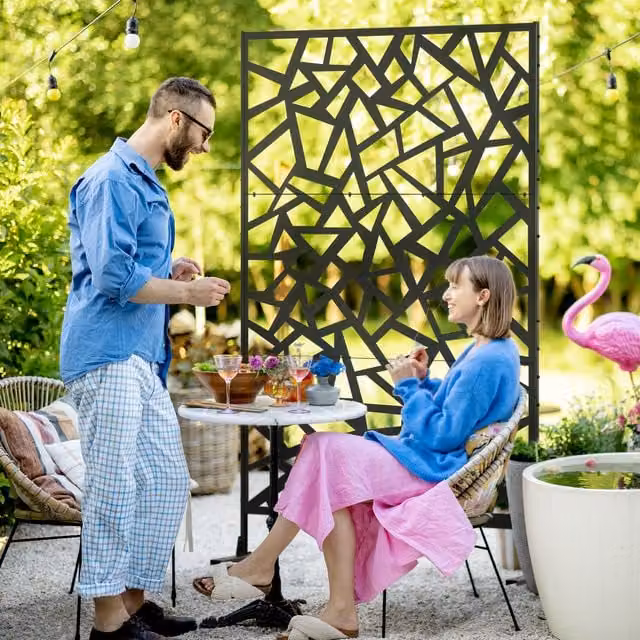 Outsunny Freestanding Garden Partition Screen, Black