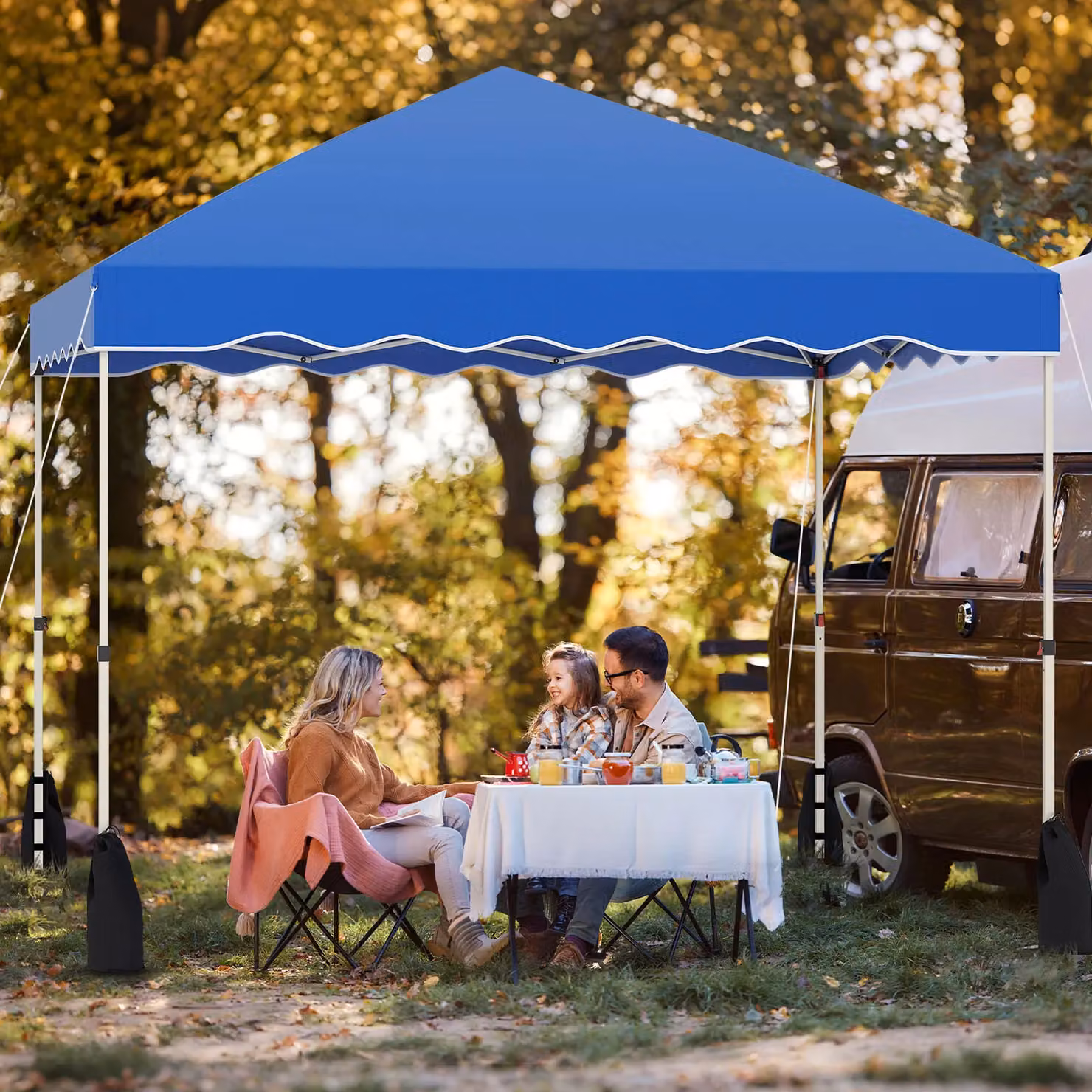Costway Blue Pop Up Canopy Tent Portable Foldable Patio Shelter W: 300 cm, D: 300 cm, H: 266 cm – 2