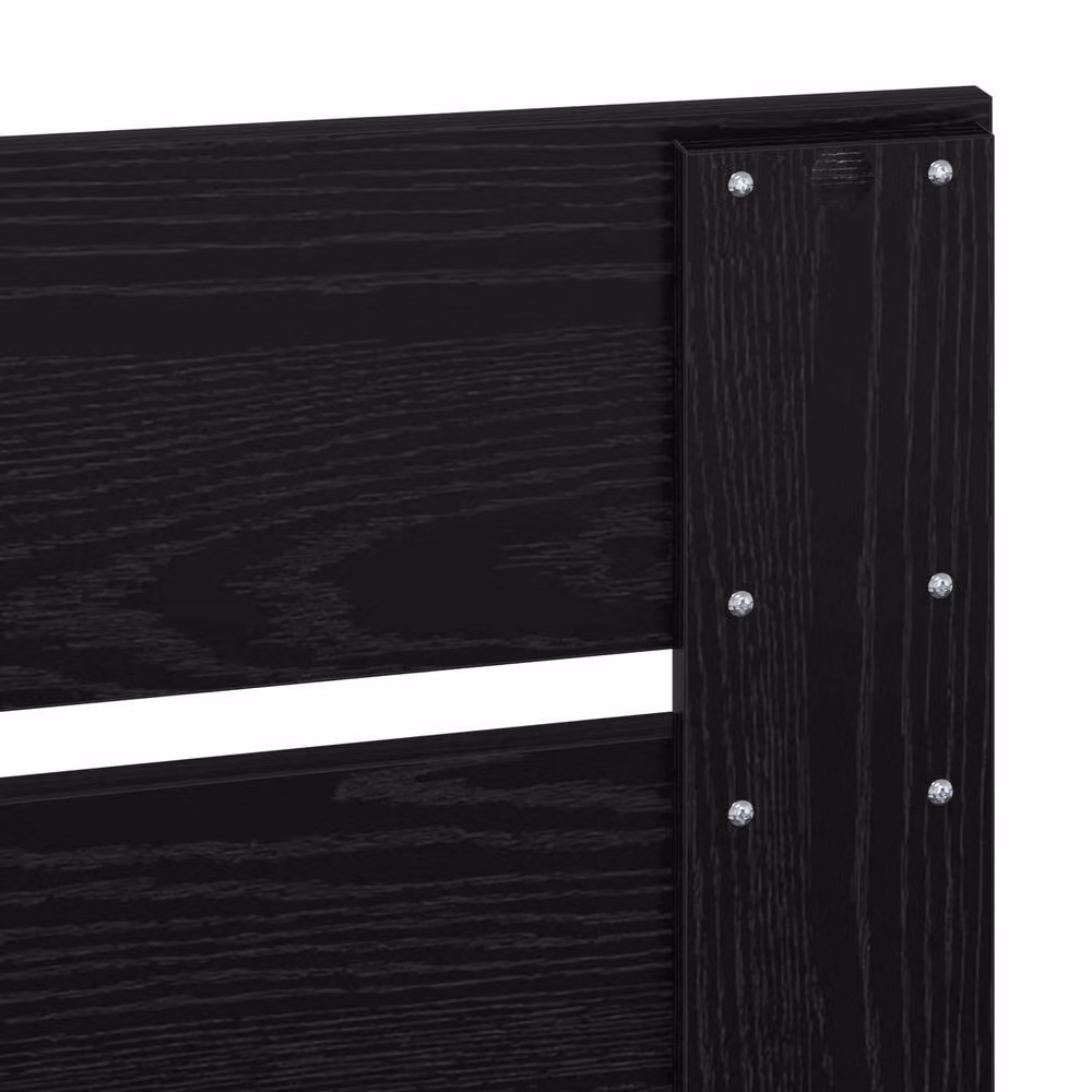 Berkfield Home Modern Bed Frame with Headboard in Black Solid Pine Wood and MDF, W/D/H: 120 x 200 cm – 7